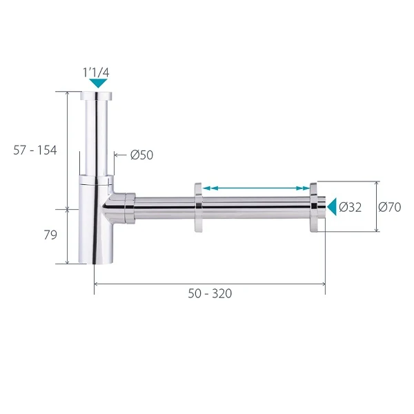 Siphon de lavabo apparent en laiton