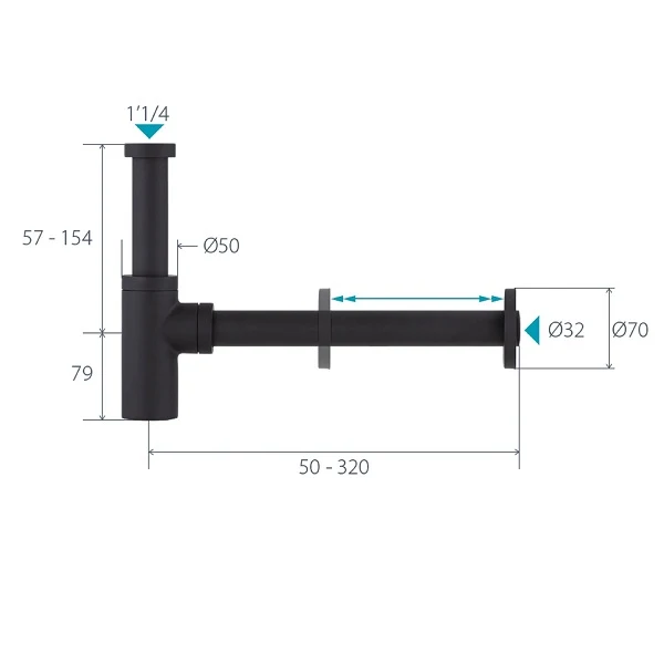 Siphon de lavabo apparent en laiton