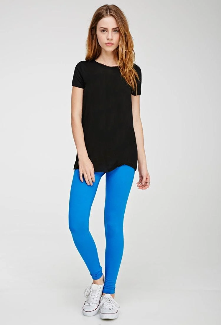 Blue Cotton Leggings
