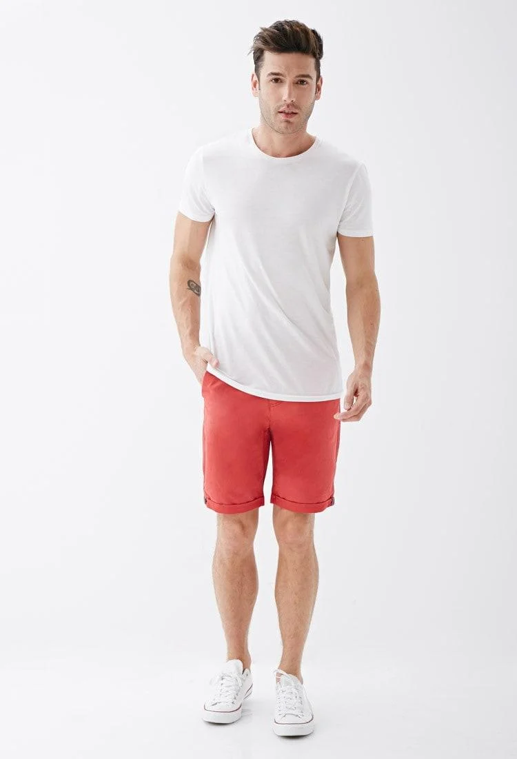 Cyan Cuffed Chino Shorts