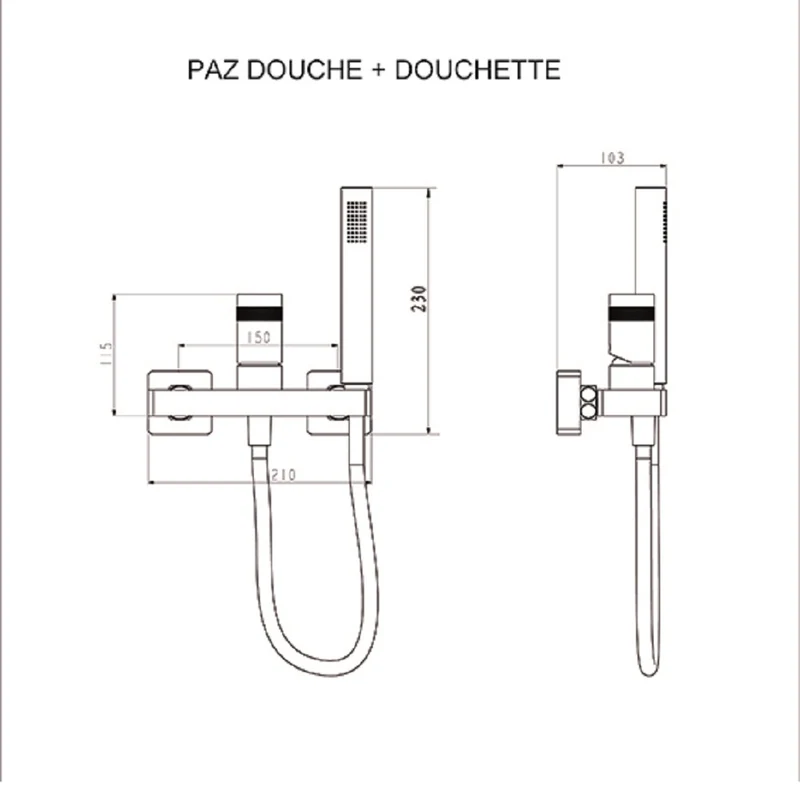 Mitigeur douche + flexible + douchette à main PAZ