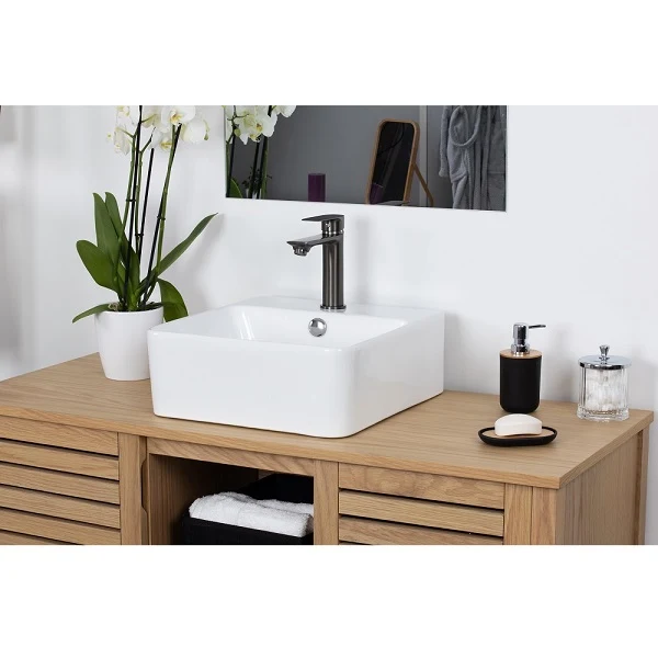 Mitigeur lavabo gris métal NYTIA