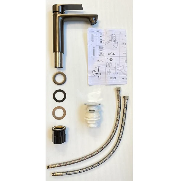 Mitigeur lavabo gris métal NYTIA