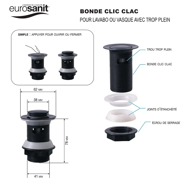 Bonde Lavabo Clic Clac