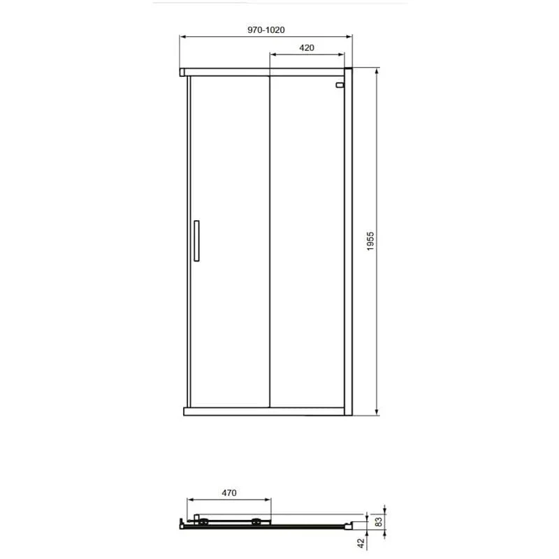 Porte de douche Ideal Standard Connect 2C/E UNH 100 TSP SIL.BR K9262EO