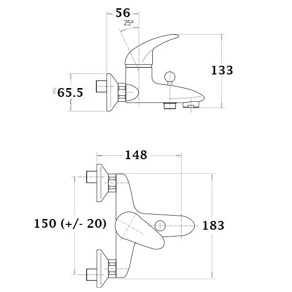 Mitigeur de bain-douche NF TILT
