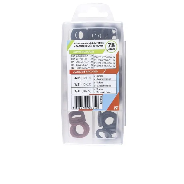 Coffret 78 Joints Caoutchouc / Fibre / Torique