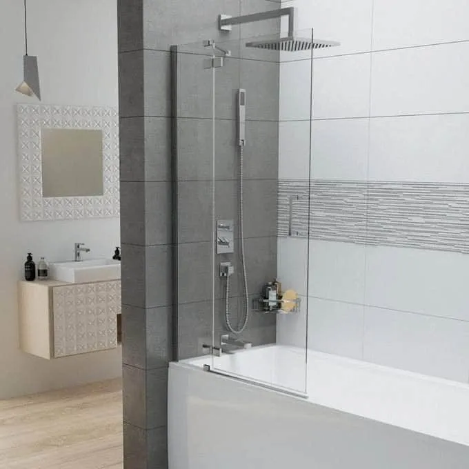 Pare-Bain Frisbee 1 Volet Fixe + 1 Volet Mobile 90X150Cm Verre Transparent Profilé Argent Brillant - Leda Réf. L13Fr8B200133