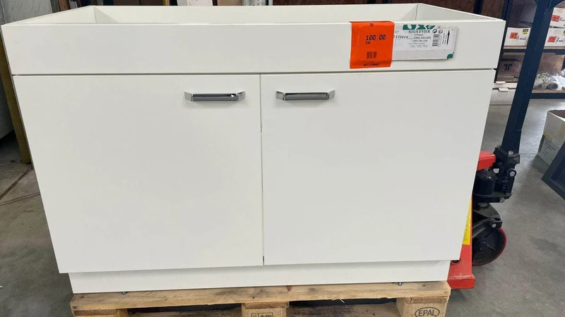 Meuble sous évier 2 Portes 1190x586x820 mm blanc structuré GENTE meuble France Ref, fournisseur : TP02,XH120X Code-barres : 3395710833190