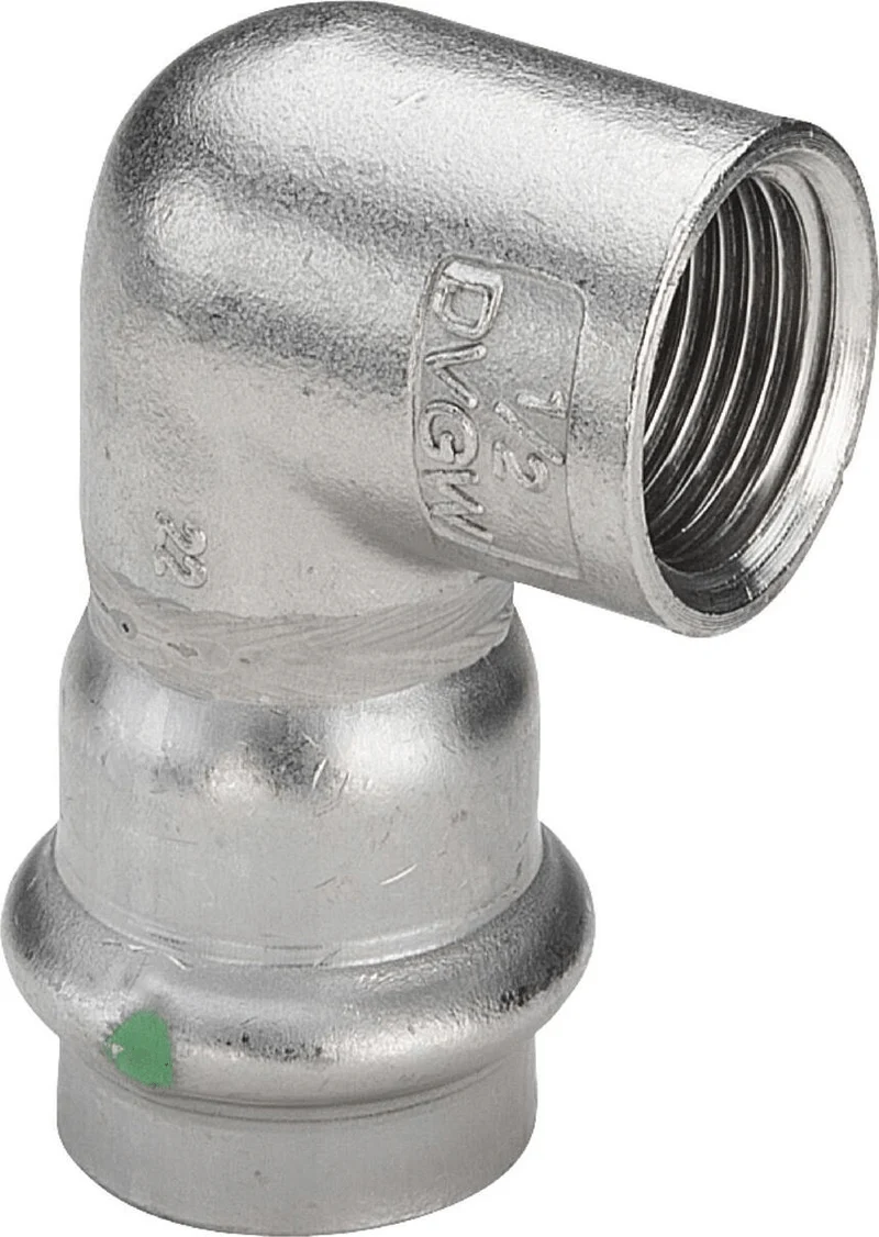 Raccord inox coudé 90° FF D18 x 1/2 Viega Sanpress - Réf. 436995