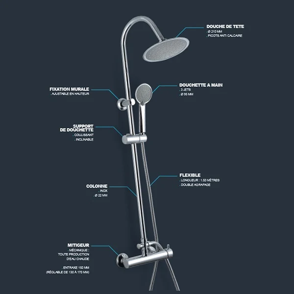 Colonne de douche mitigeur mécanique KARA