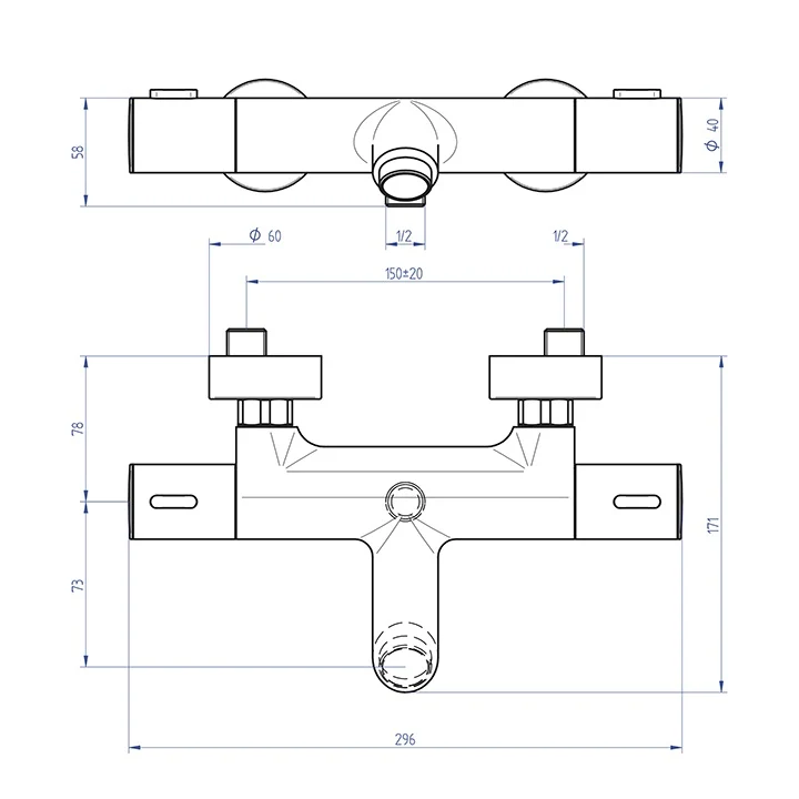 Mitigeur thermostatique NF de baignoire LINEATHERM