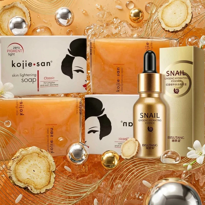 2 Savons Kojie San 135grs + 1 Sérum Escargot & Ginseng Bisutang