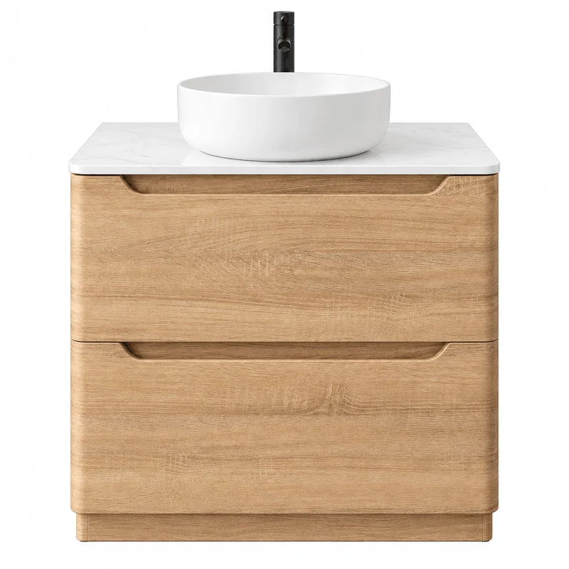 Camden 800mm Floor Standing Vanity Unit & Worktop - Bardolino Oak
