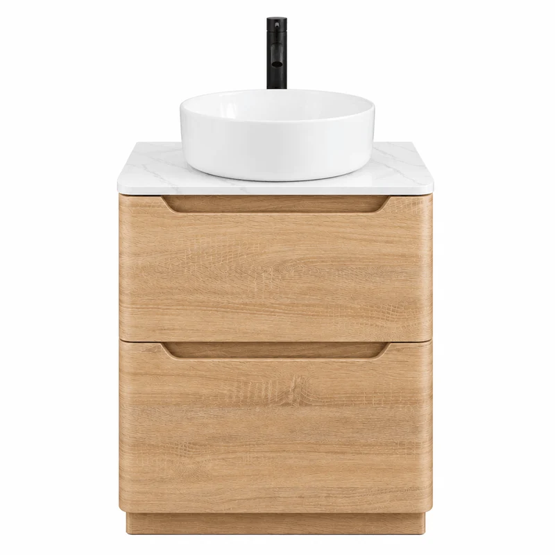Camden 600mm Floor Standing Vanity Unit & Worktop - Bardolino Oak