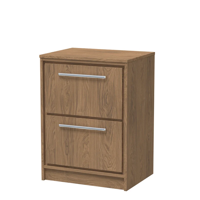 Lille 600mm Floor Standing 2 Drawer Vanity Unit & Worktop - Antique Oak Woodgrain
