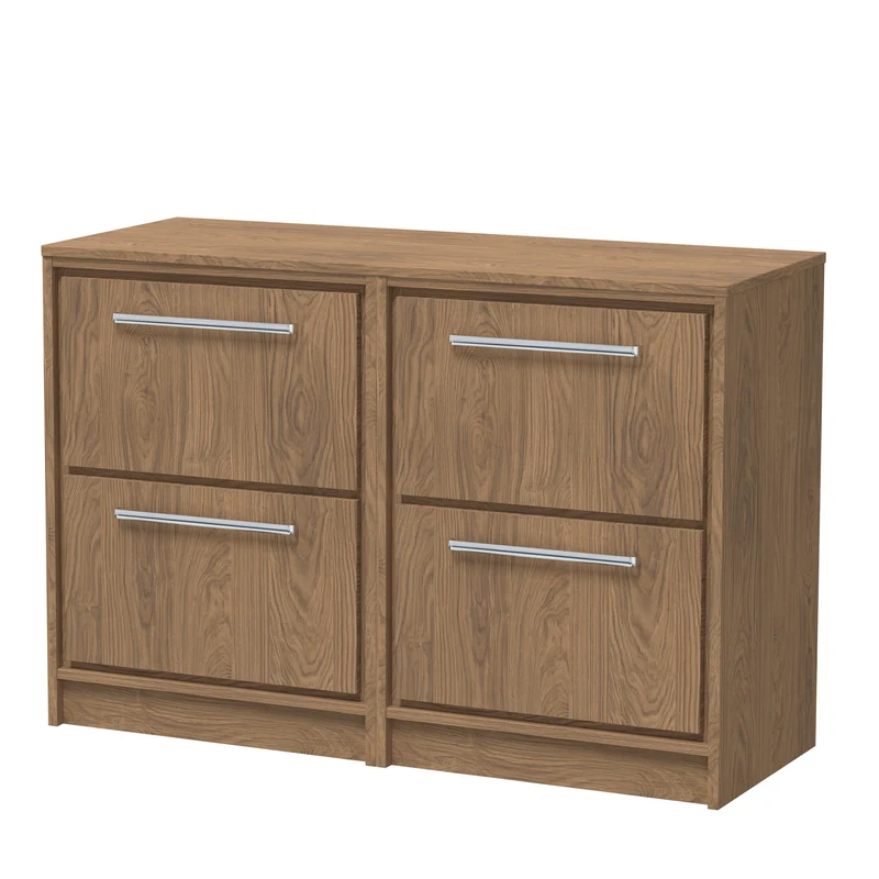Lille 1200mm Floor Standing 4 Drawer Vanity Unit & Worktop - Antique Oak Woodgrain