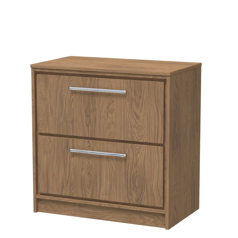 Lille 800mm Floor Standing 2 Drawer Vanity Unit & Worktop - Antique Oak Woodgrain