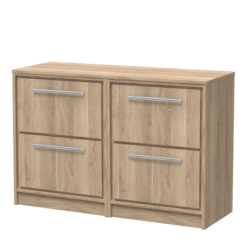 Lille 1200mm Floor Standing 4 Drawer Vanity Unit & Worktop - Bleached Oak Woodgrain