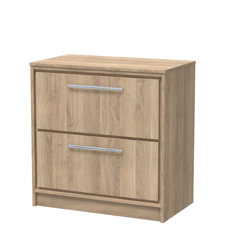 Lille 800mm Floor Standing 2 Drawer Vanity Unit & Worktop - Bleached Oak Woodgrain