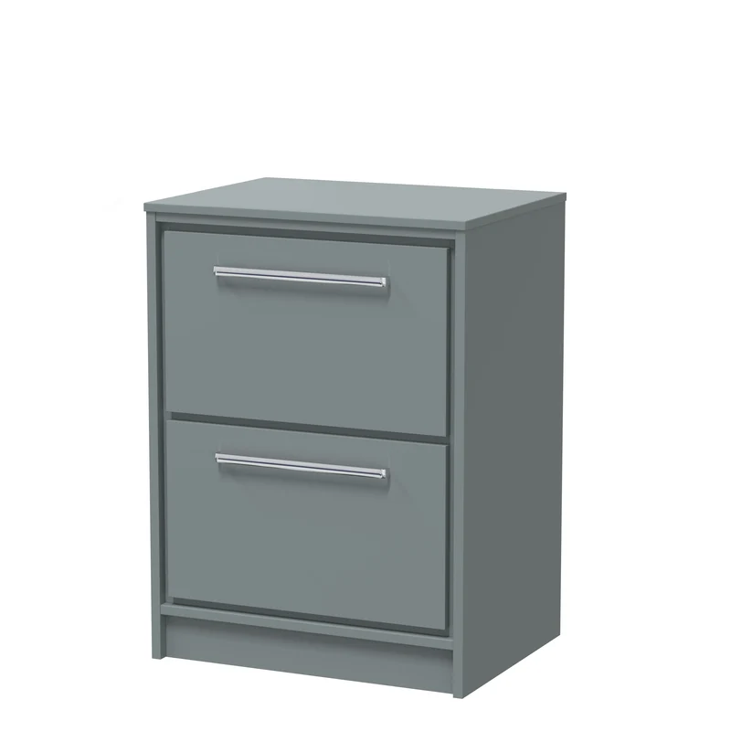 Lille 600mm Floor Standing 2 Drawer Vanity Unit & Worktop - Coastal Grey Matt