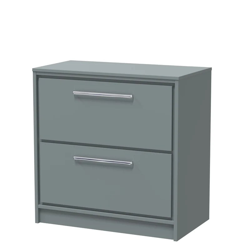 Lille 800mm Floor Standing 2 Drawer Vanity Unit & Worktop - Coastal Grey Matt