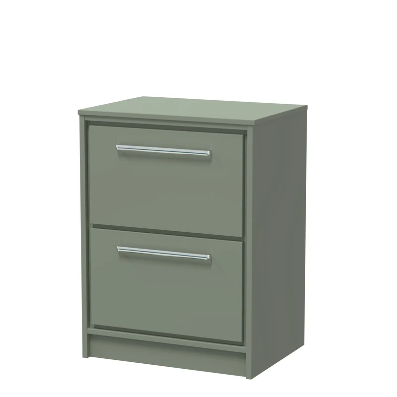 Lille 600mm Floor Standing 2 Drawer Vanity Unit & Worktop - Fern Green Matt