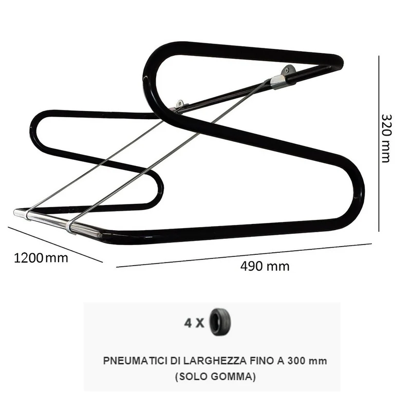 Orazio - Support mural professionnel pour pneus, peu encombrant - Longueur : 1200 mm