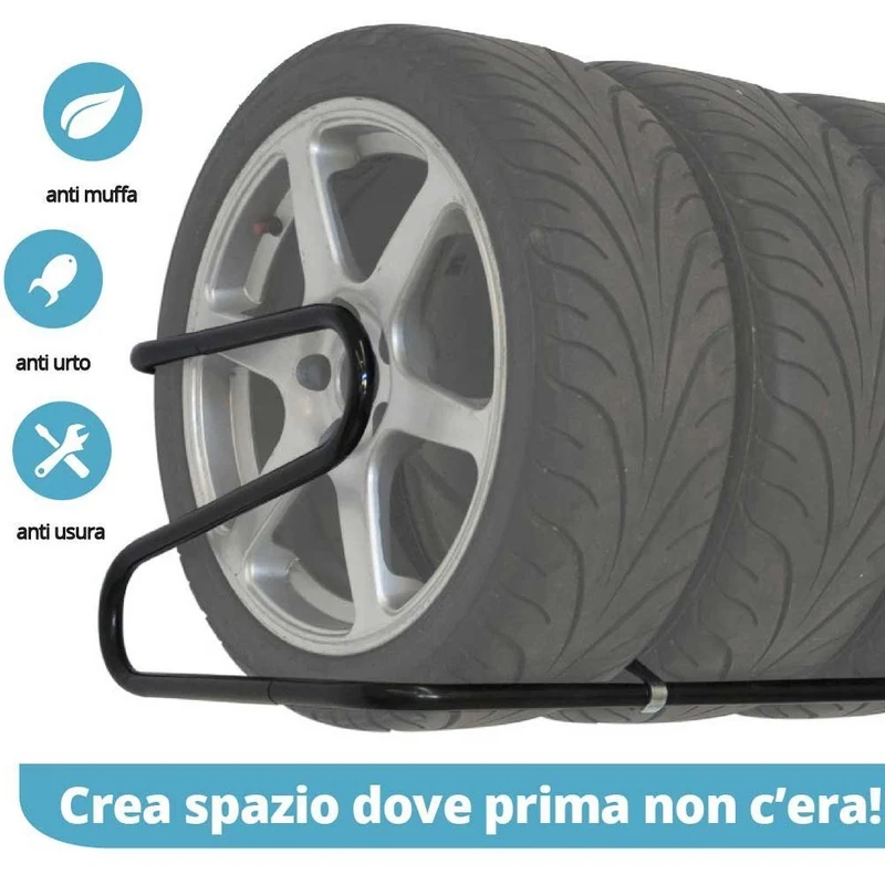 Orazio - Support mural professionnel pour pneus, peu encombrant - Longueur : 1200 mm