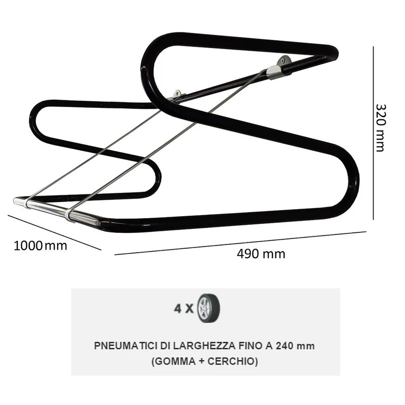 Orazio - Support mural professionnel pour pneus, peu encombrant - Longueur : 1000 mm