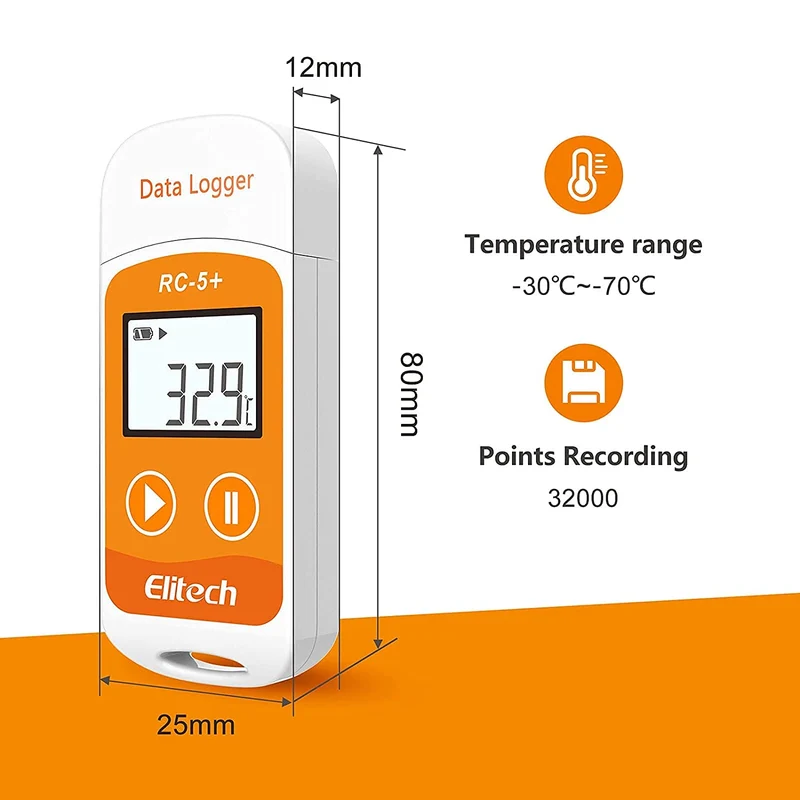 Enregistreur de données Elitech RC-5+, enregistreur de température USB, rapport PDF