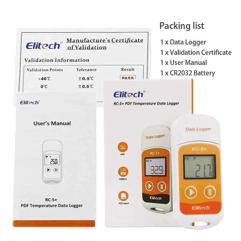 Enregistreur de données Elitech RC-5+, enregistreur de température USB, rapport PDF