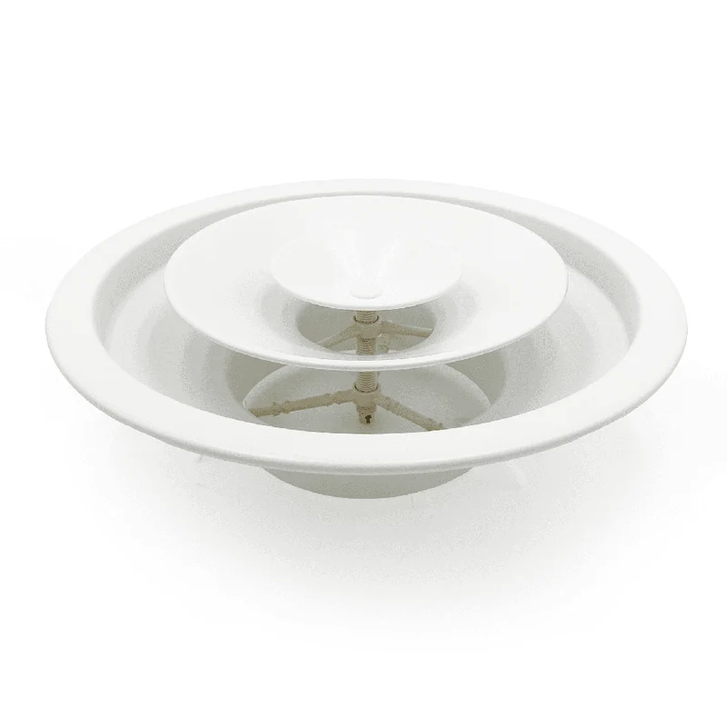 Diffuseur circulaire à cônes réglables, anémomètre, Ø 200 mm en aluminium blanc, avec clapet intégré