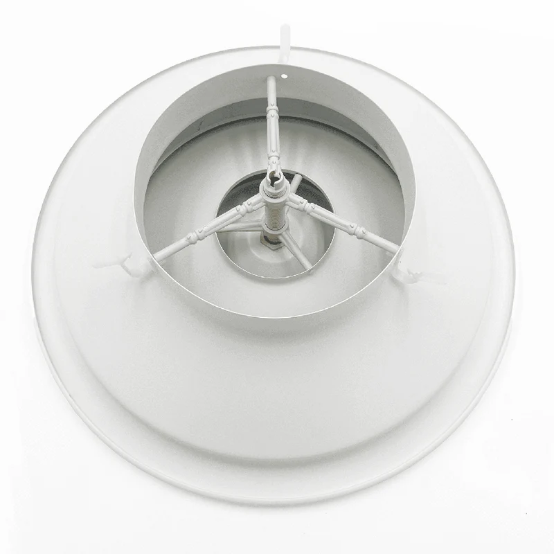 Diffuseur circulaire à cônes réglables, anémomètre, Ø 200 mm en aluminium blanc, avec clapet intégré