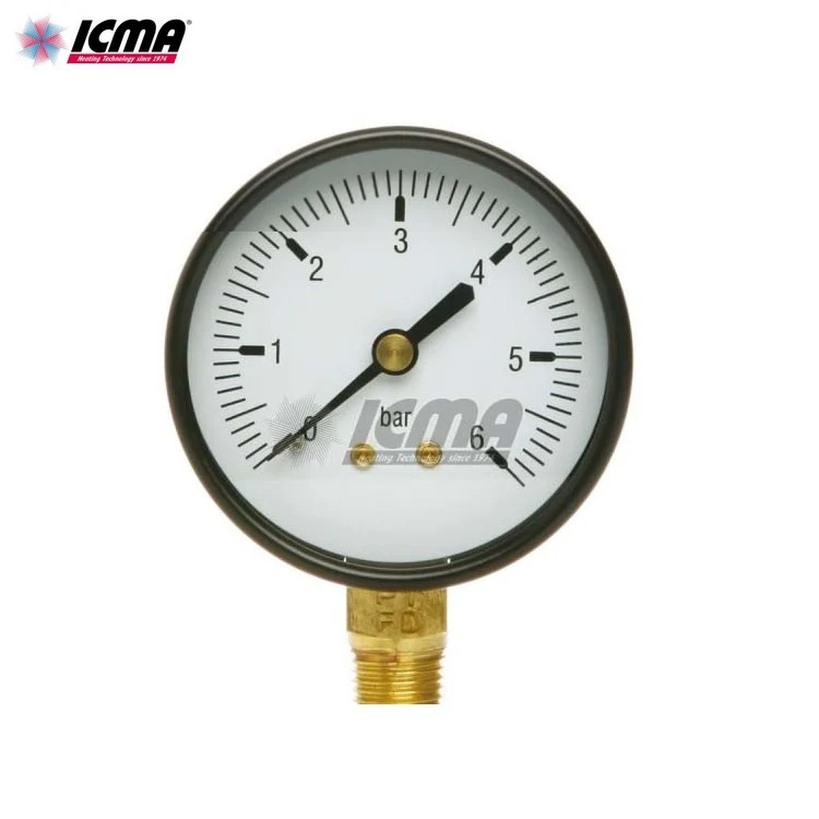 Manomètre ICMA 1/4'' réf. 224 pour raccordement radial à l'eau, 0-6 bar