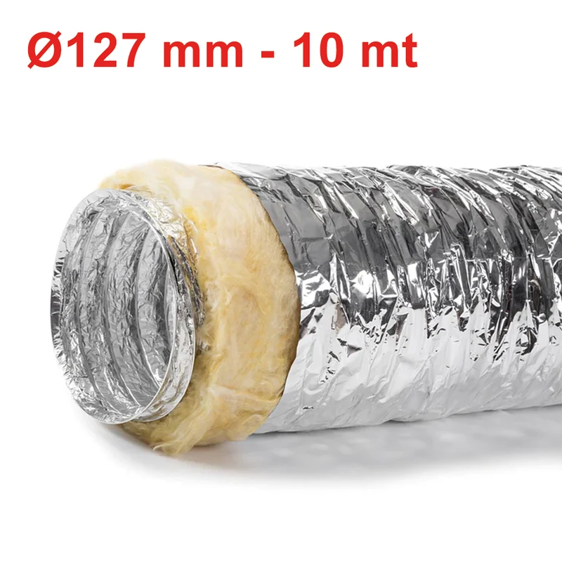 Gaine flexible en aluminium et polyester avec isolation acoustique, classe 1 - Ø 127 mm, rouleau de 10 m