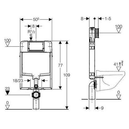 Support de WC suspendu GEBERIT COMBIFIX Sigma 8 - UP720