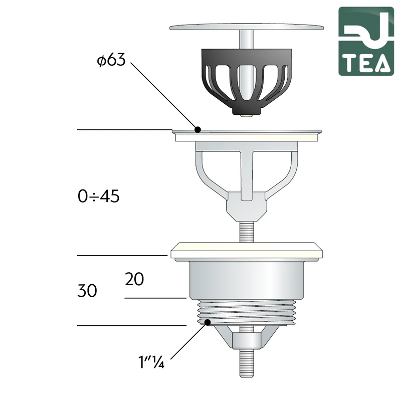 Bonde de vidange à flux libre en laiton chromé pour lavabo et bidet - 7542.710.5