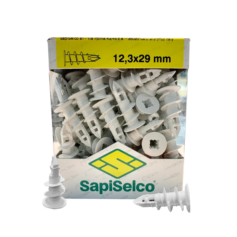 Kit de 100 chevilles autoperceuses en nylon, de 29 mm de long, pour plaques de plâtre avec vis à tête TSP 4,5 x 25 mm