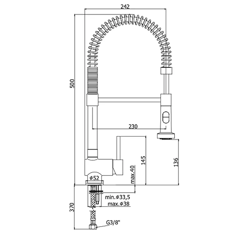 Mitigeur d'évier professionnel SK179 CR STICK PAFFONI