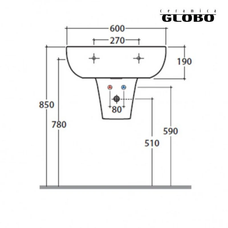 Colonne suspendue demi-hauteur Grace, blanche 28 x 37 H 26 - GRS05.BI - Ceramica Globo