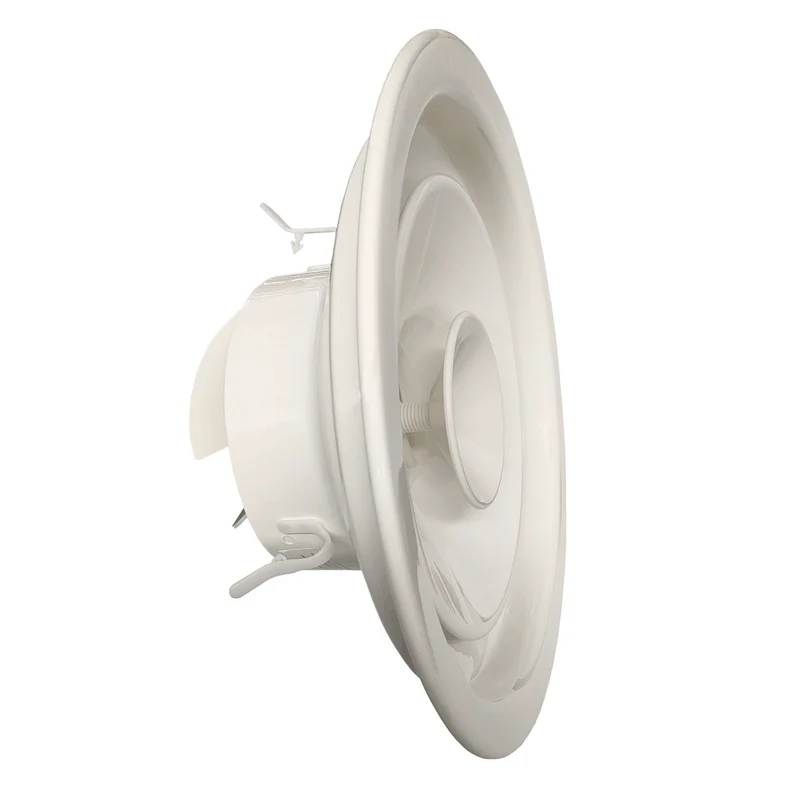 Diffuseur circulaire à cônes réglables, anémomètre, Ø 160 mm en aluminium blanc, avec clapet intégré