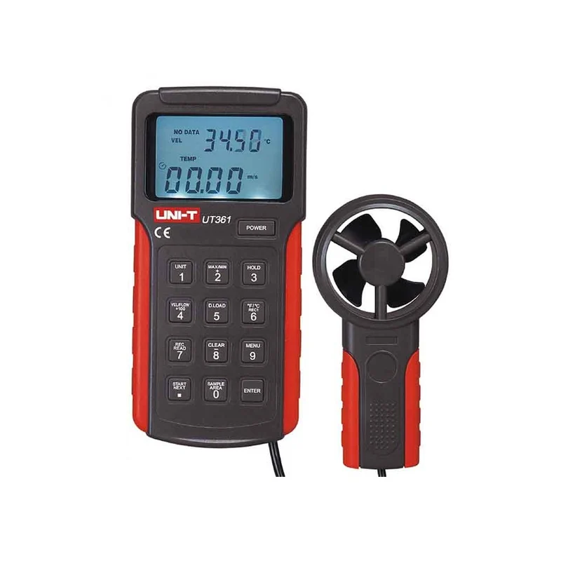 Anémomètre numérique portable professionnel UT361 avec écran LCD - Mesure de la vitesse, de la pression et de l'humidité de l'air