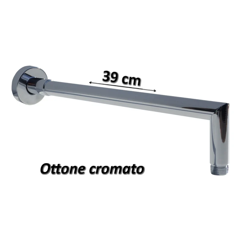 Bras de douche rond en laiton chromé, longueur 39 cm