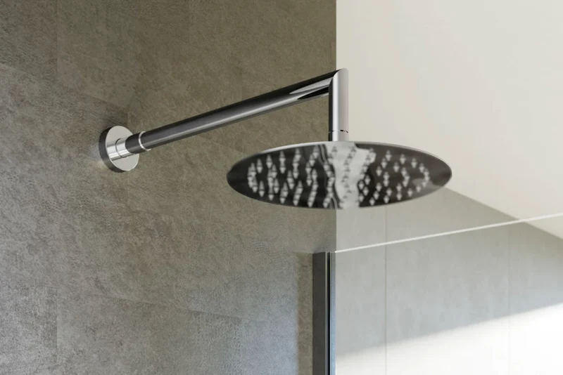 Bras de douche rond en laiton chromé, longueur 39 cm