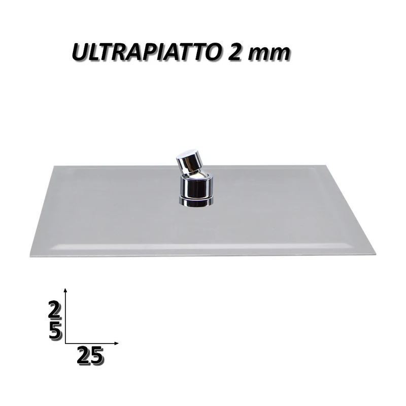 Pommeau de douche carré ultra-mince en acier inoxydable de 25 x 25 cm