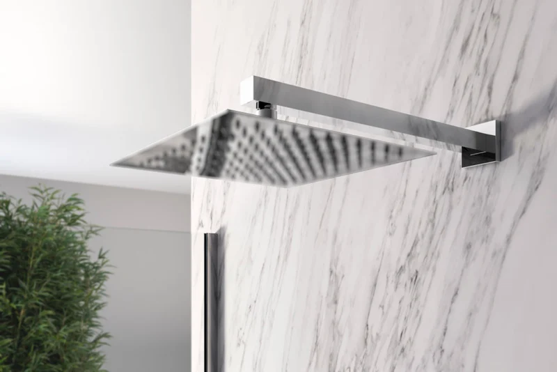 Bras de douche carré mince en laiton, longueur 40 cm
