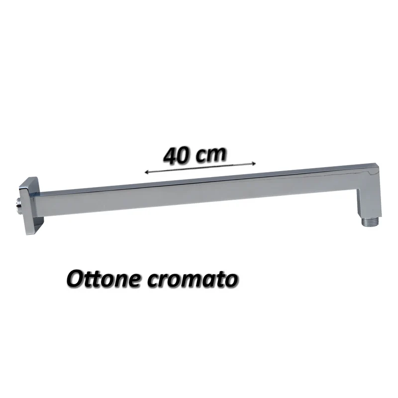 Bras de douche carré mince en laiton, longueur 40 cm
