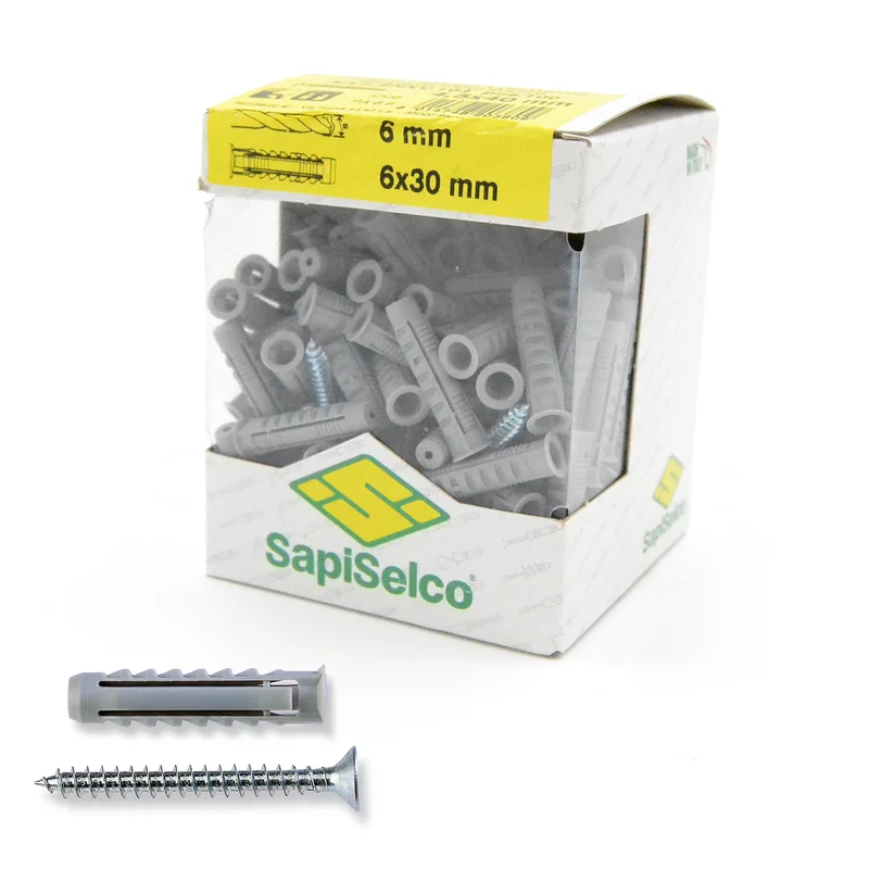 Kit de 100 vis et chevilles en nylon de 6 mm pour la fixation de conduits et diverses applications