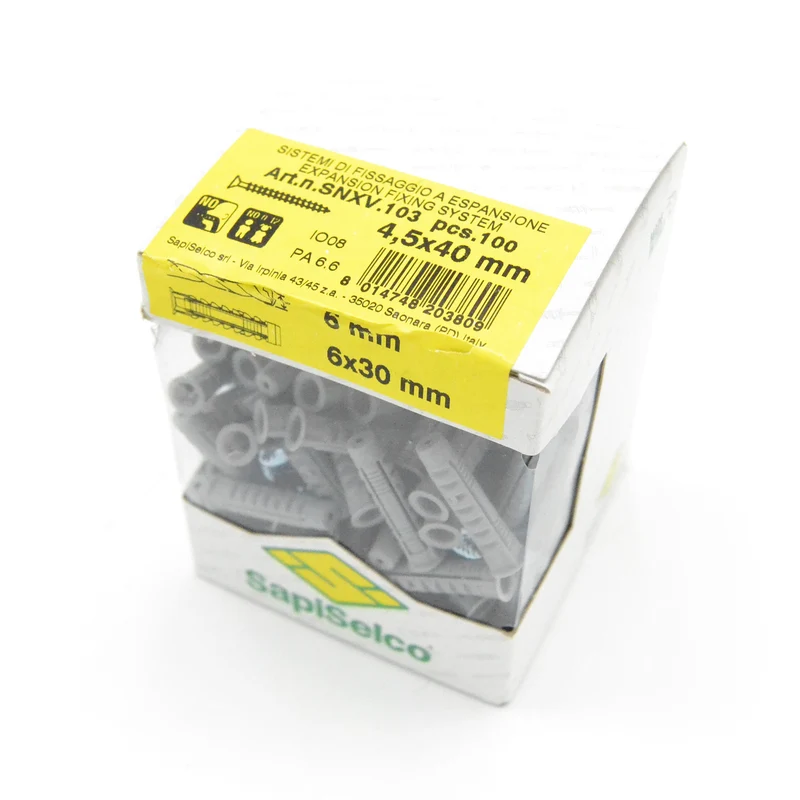 Kit de 100 vis et chevilles en nylon de 6 mm pour la fixation de conduits et diverses applications